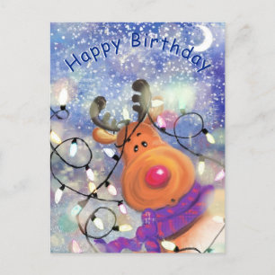 Happy Birthday Card with Christmas Reindeer