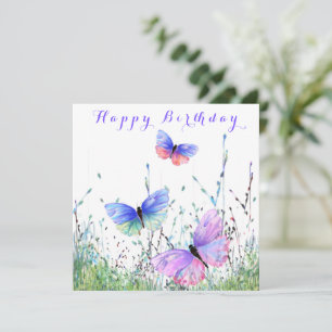 Happy Birthday Card with Colourful Butterflies