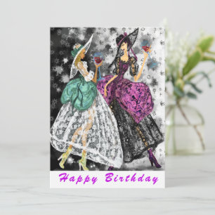 Happy Birthday Card with Fashion Ladies