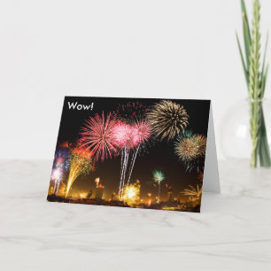 Happy Birthday Card with Fireworks: Wow!
