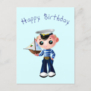 Happy Birthday Card with Little Sailor Boy