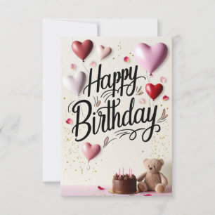 Happy Birthday Card with Love Hearts