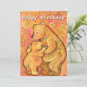 Happy Birthday Card with Mum and Baby Bear Love