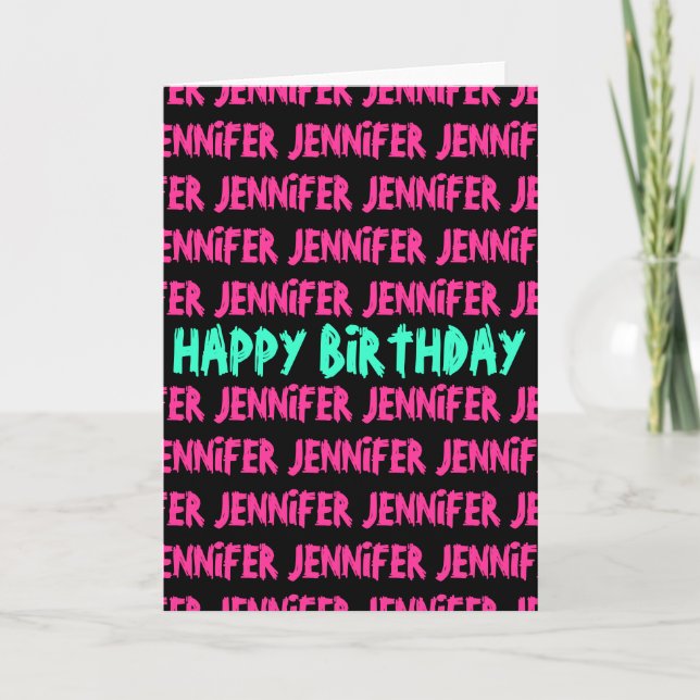 Happy Birthday card with neon coloured text (Front)