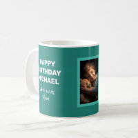 Happy Birthday Card With Photo On A Mug Teal