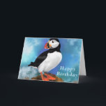 Happy Birthday Card with Puffin Bird<br><div class="desc">Happy Birthday Cards with Beautiful Atlantic Puffin Bird - MIGNED Painting - Customisable - or Add Your Text / Name with Customisation tool !</div>