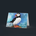 Happy Birthday Card with Puffin Bird<br><div class="desc">Happy Birthday Cards with Beautiful Atlantic Puffin Bird - MIGNED Painting - Customisable - or Add Your Text / Name with Customisation tool !</div>