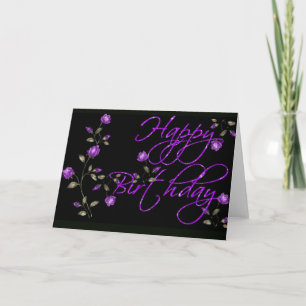 Happy Birthday Card with purple flowers