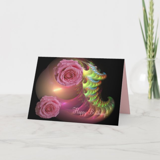 Happy Birthday card with roses (Front)
