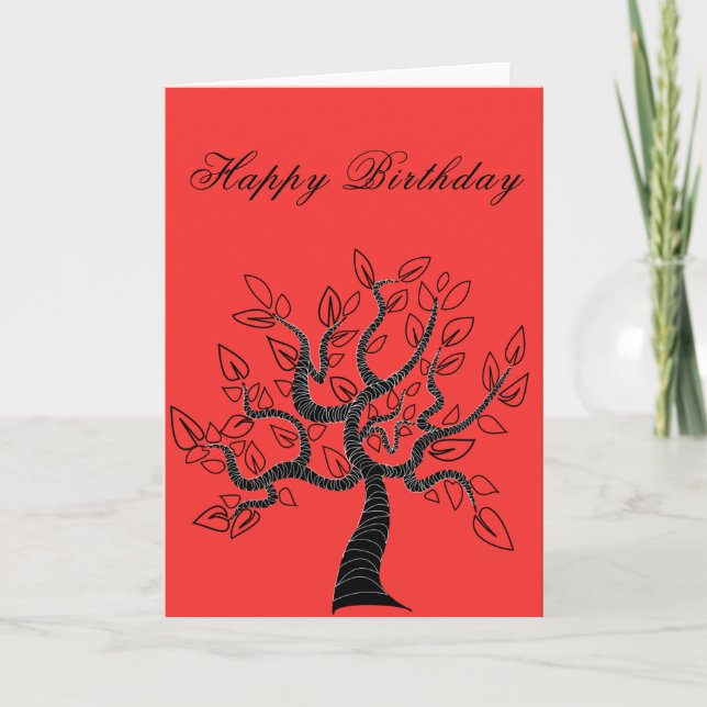 Happy Birthday Card with Tree of Life - Modern (Front)