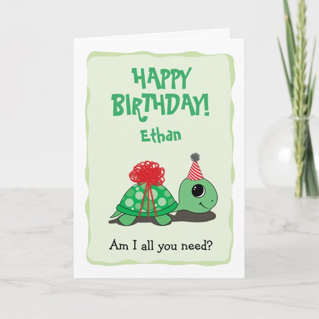 Happy Birthday Card with Turtle (Front)