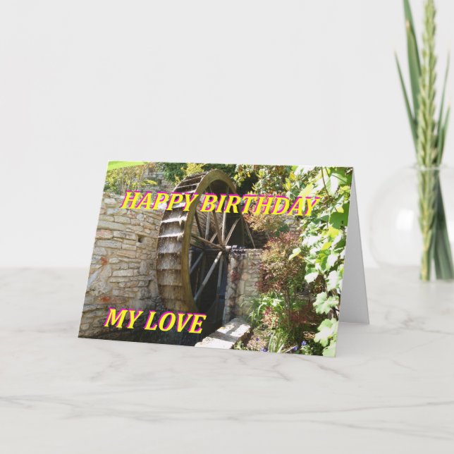 Happy Birthday Card With Water Wheel (Front)