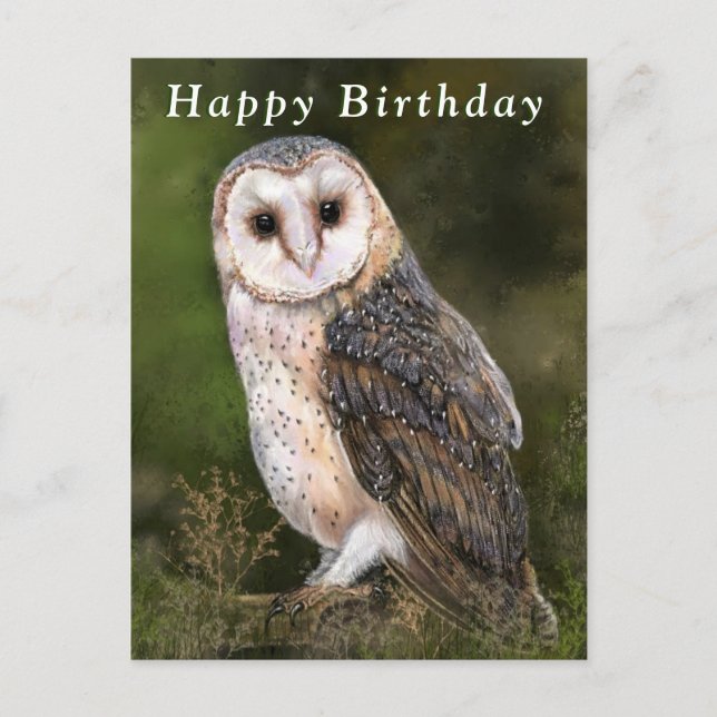 Happy Birthday Card with Western Barn Owl (Front)