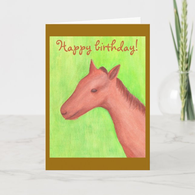 Happy Birthday Cards with a Young Horse (Front)