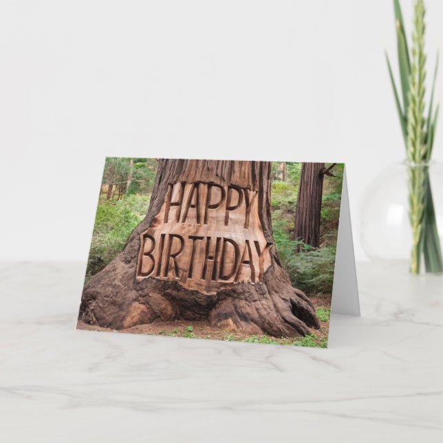 Happy birthday cared into tree card (Front)