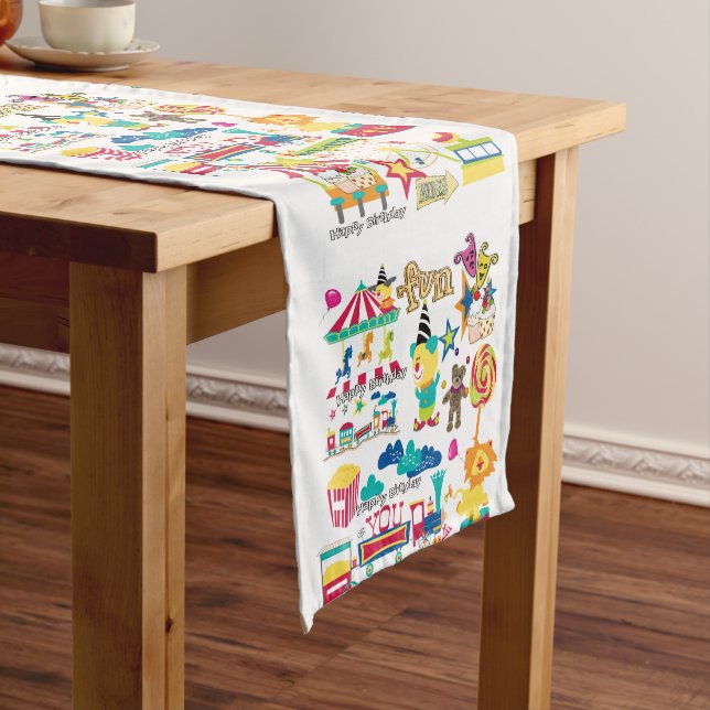 Happy Birthday Carnival Circus  Short Table Runner (In Situ)