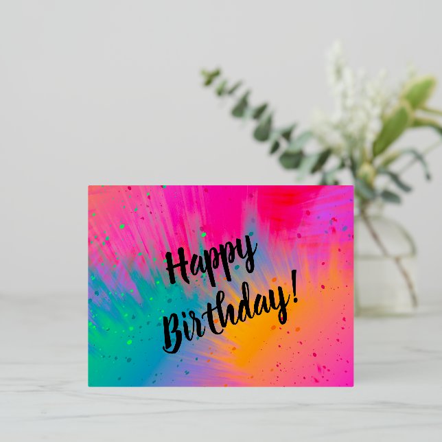 Happy Birthday Carnival Splatter Postcard  (Standing Front)