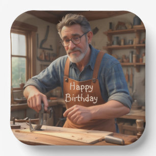 Happy Birthday Carpenter Paper Plate