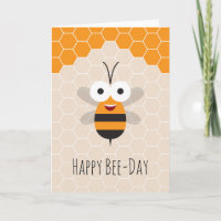 Happy Birthday Cartoon Cute Honey Bee Honeycomb