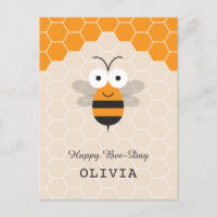 Happy Birthday Cartoon Cute Honey Bee Honeycomb