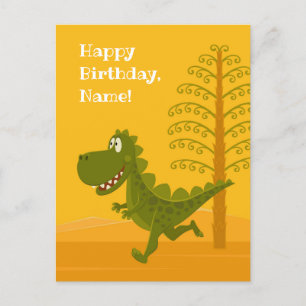Happy Birthday Cartoon Dinosaur Jurassic  Postcard