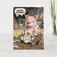 Happy Birthday Cartoon Pig In Mud