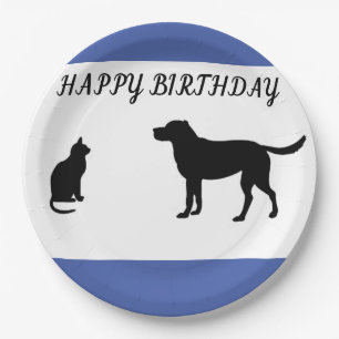 Happy birthday cat and dog party plates