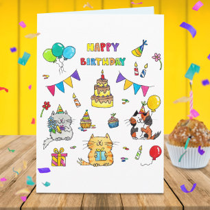 Happy Birthday Cat greeting card by N.Janes