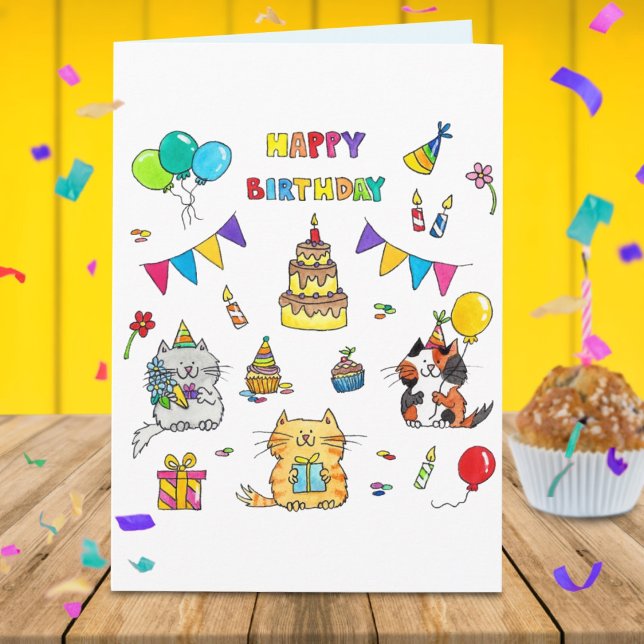Happy Birthday Cat greeting card by N.Janes (Creator Uploaded)