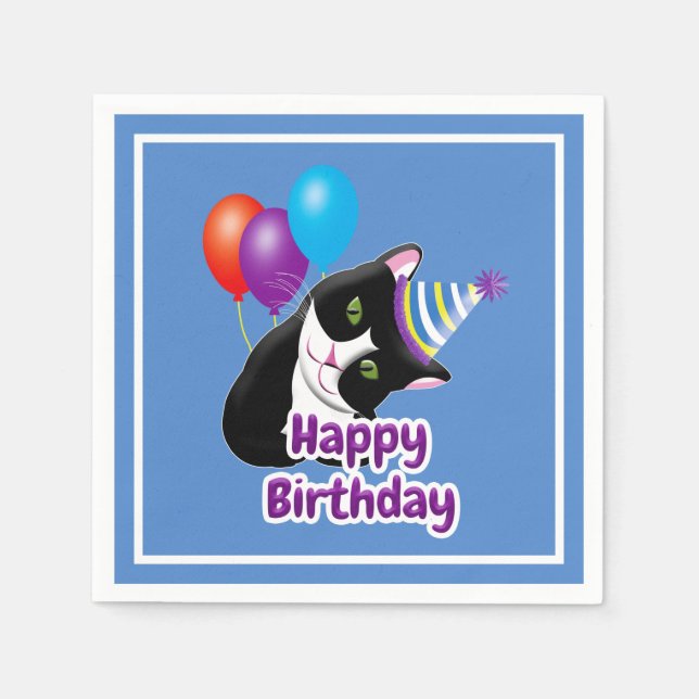 Happy Birthday Cat Napkin (Front)