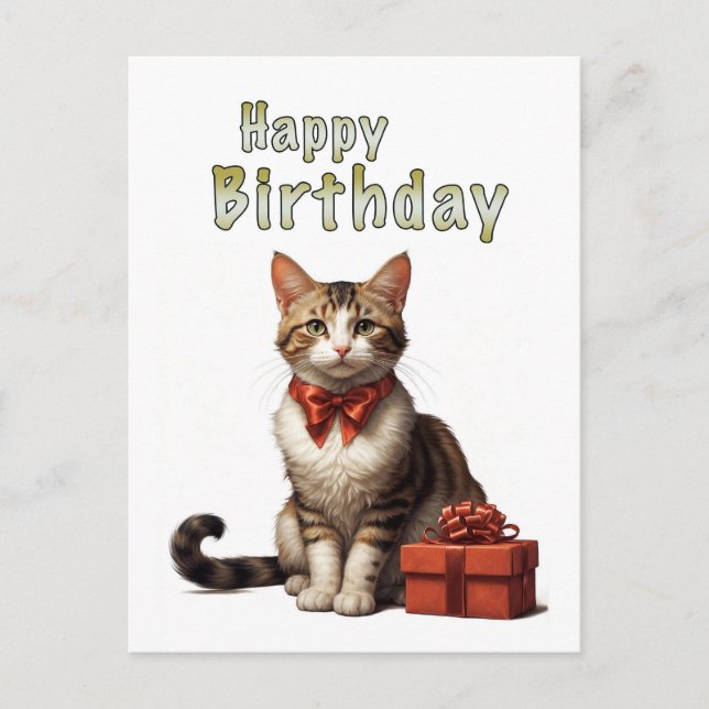 happy birthday cat postcard (Front)