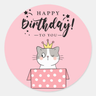 Happy birthday cat sticker