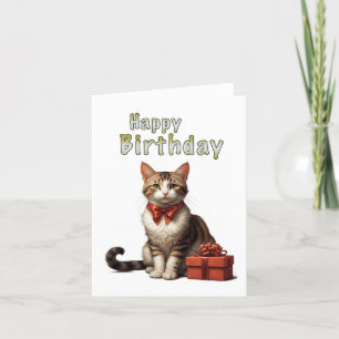 happy birthday cat thank you card