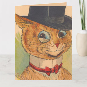 HAPPY BIRTHDAY CAT WEARING TOP HAT 4 HIM BIG CARD