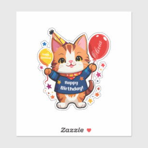 Happy Birthday Cat With Red Balloon