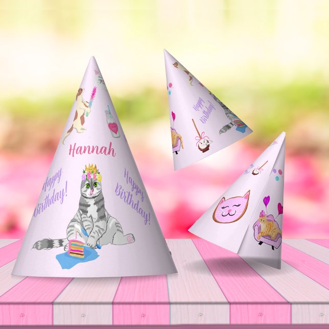 Happy Birthday Cats Have A Party Name Party Hat (Creator Uploaded)