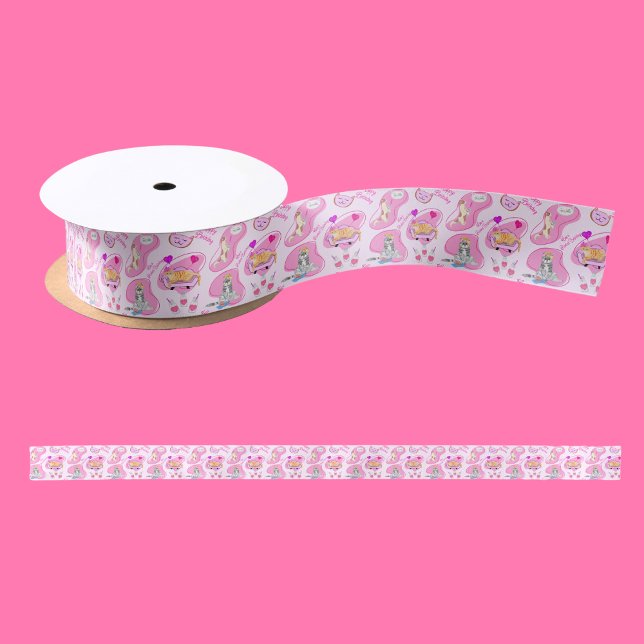 Happy Birthday Cats Have A Party Name Satin Ribbon (Creator Uploaded)