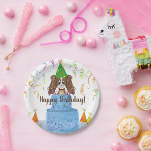 Happy Birthday Cavalier King Charles Spaniel Cake Paper Plate