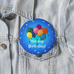 Happy Birthday celebration balloons, 10 Cm Round Badge