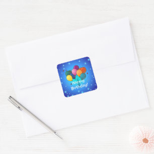 Happy Birthday Celebration Balloons Classic Round  Square Sticker