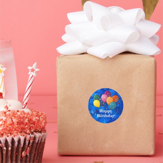 Happy Birthday, Celebration Balloons Classic Round Sticker (Party)
