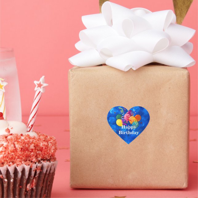 Happy Birthday, Celebration Balloons, Heart Sticker (Party)