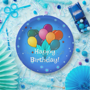 Happy Birthday celebration balloons, Paper Plate