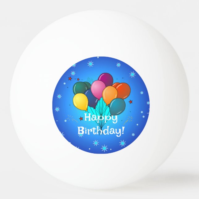 Happy Birthday celebration balloons, Ping Pong Ball (Front)