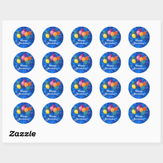 "Happy Birthday," Celebration, Classic Round Sticker (Sheet)