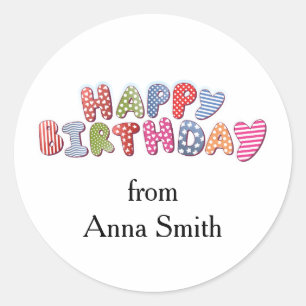 Happy Birthday Celebration Customisable  Classic Round Sticker