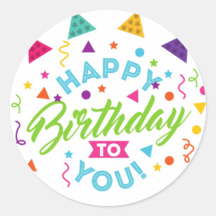 Happy Birthday Celebration Customizable  Classic Round Sticker