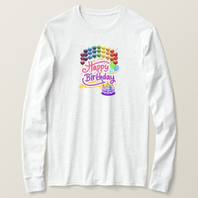 Happy Birthday Celebration Ladies Long Sleeve Tee (Design Front)
