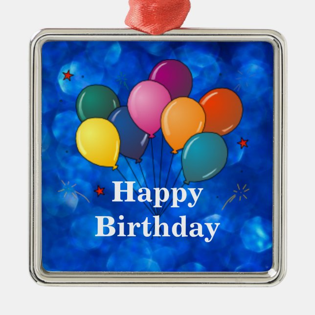 Happy Birthday Celebration Metal Tree Decoration (Front)