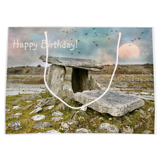 Happy Birthday Celtic Relic Large Gift Bag (Front)